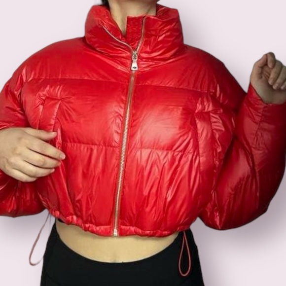 Urban Outfitters Cropped Red Puffer Jacket - Picture 1 of 7